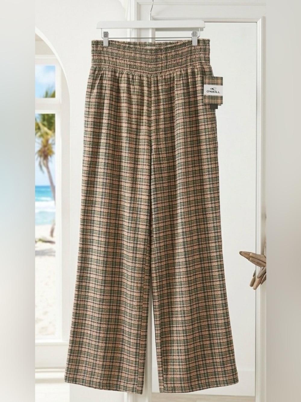O'Neill Johnny Plaid Beach Pants Women’s Size XL Wide Leg